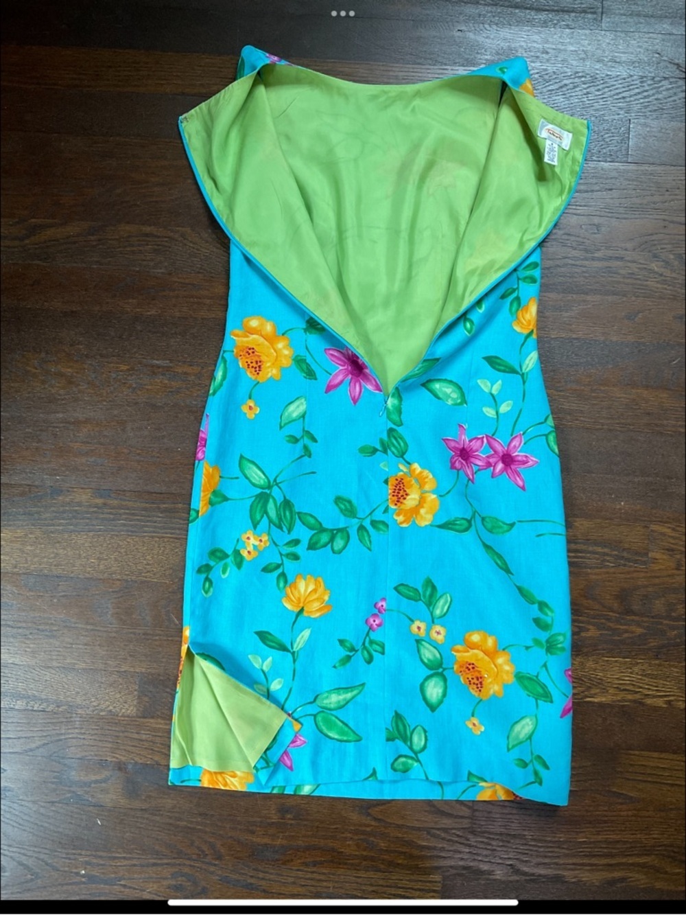 Talbots Floral Linen Dress Silk Scarf Set Wedding Guest Garden Party Resort Chic - Picture 14 of 16
